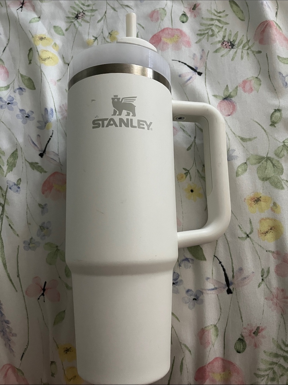 Stanley White Insulated Tumbler with Handle and Straw